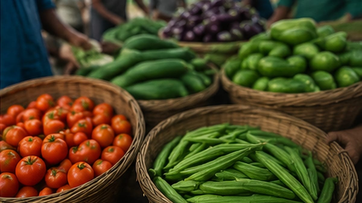 Graded produce weighed and recorded at the collection point